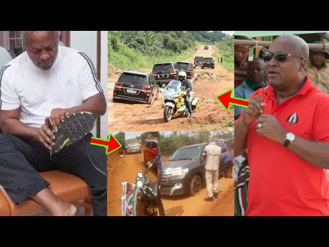 Read more about the article W!cked; See What NPP Road Contractor Did To Mahama Convoy At Kintampo That Destr0yed His Cars